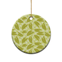 Lime Green Hawaii Kalo Palaka Motifs Ceramic Ornament Hawaiian Taro Leaves Elegant Vibes - Polynesian Pride
