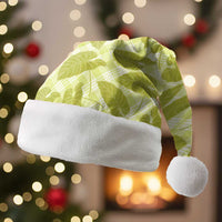 Lime Green Hawaii Kalo Palaka Motifs Christmas Santa Hat Hawaiian Taro Leaves Elegant Vibes - Polynesian Pride