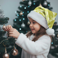 Lime Green Hawaii Kalo Palaka Motifs Christmas Santa Hat Hawaiian Taro Leaves Elegant Vibes - Polynesian Pride