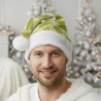 Lime Green Hawaii Kalo Palaka Motifs Christmas Santa Hat Hawaiian Taro Leaves Elegant Vibes - Polynesian Pride