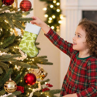 Lime Green Hawaii Kalo Palaka Motifs Christmas Stocking Hawaiian Taro Leaves Elegant Vibes - Polynesian Pride