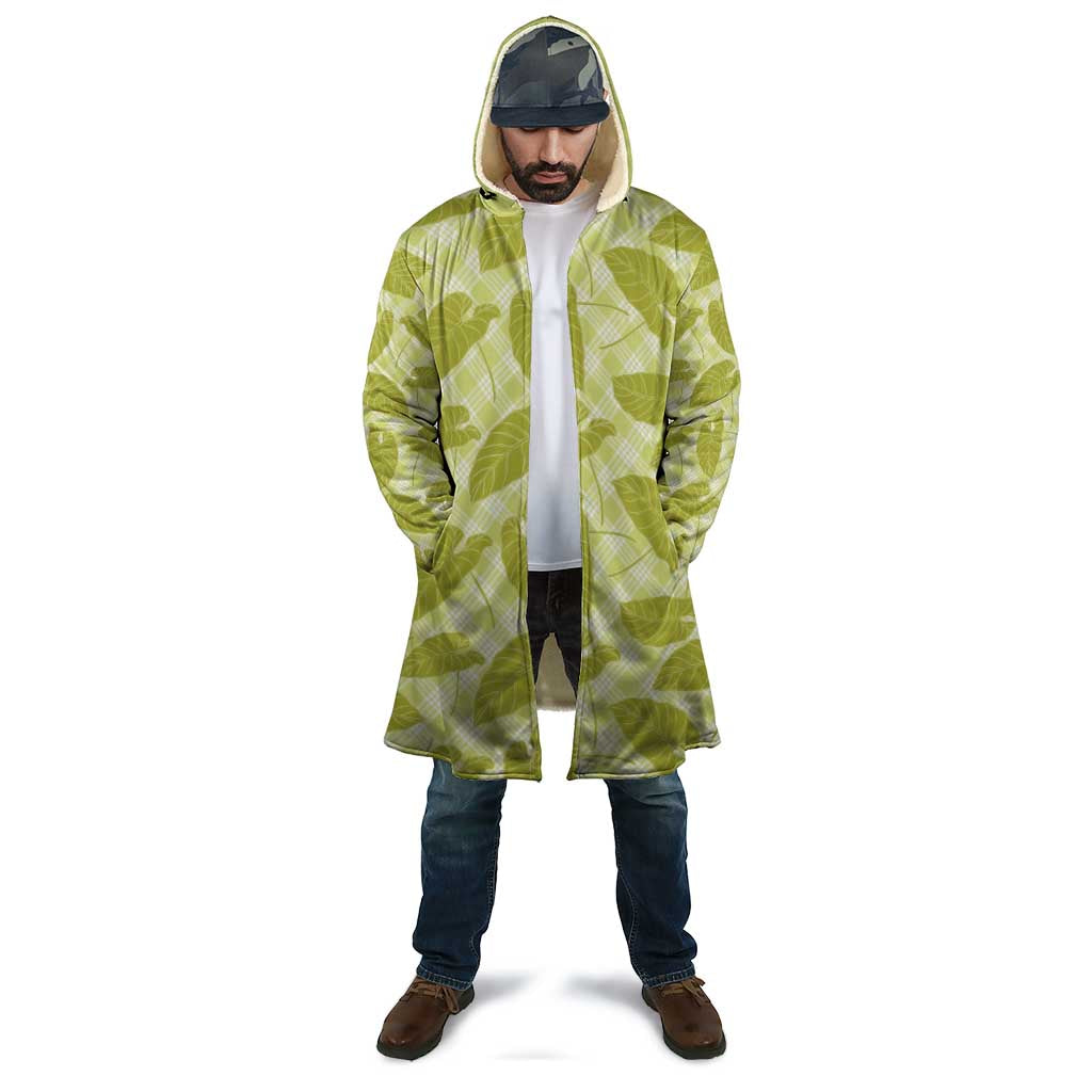Lime Green Hawaii Kalo Palaka Motifs Cloak Hawaiian Taro Leaves Elegant Vibes - Polynesian Pride