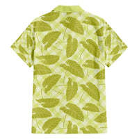 Lime Green Hawaii Kalo Palaka Motifs Family Matching Long Sleeve Bodycon Dress and Hawaiian Shirt Hawaiian Taro Leaves Elegant Vibes - Polynesian Pride