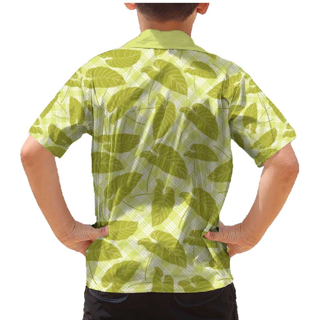 Lime Green Hawaii Kalo Palaka Motifs Family Matching Mermaid Dress and Hawaiian Shirt Hawaiian Taro Leaves Elegant Vibes - Polynesian Pride