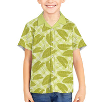 Lime Green Hawaii Kalo Palaka Motifs Family Matching Puletasi and Hawaiian Shirt Hawaiian Taro Leaves Elegant Vibes - Polynesian Pride