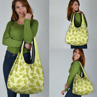 Lime Green Hawaii Kalo Palaka Motifs Grocery Bag Hawaiian Taro Leaves Elegant Vibes - Polynesian Pride