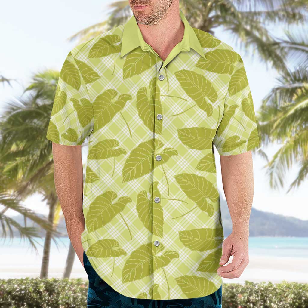 Lime Green Hawaii Kalo Palaka Motifs Hawaiian Shirt Hawaiian Taro Leaves Elegant Vibes - Polynesian Pride