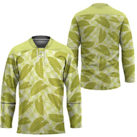 Lime Green Hawaii Kalo Palaka Motifs Hockey Jersey Hawaiian Taro Leaves Elegant Vibes - Polynesian Pride