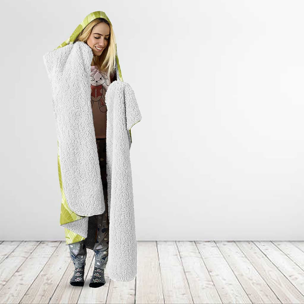 Lime Green Hawaii Kalo Palaka Motifs Hooded Blanket Hawaiian Taro Leaves Elegant Vibes LT14 - Polynesian Pride