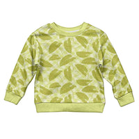 Lime Green Hawaii Kalo Palaka Motifs Kid Ugly Christmas Sweater Hawaiian Taro Leaves Elegant Vibes - Polynesian Pride