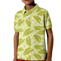 Lime Green Hawaii Kalo Palaka Motifs Kid Polo Shirt Hawaiian Taro Leaves Elegant Vibes - Polynesian Pride