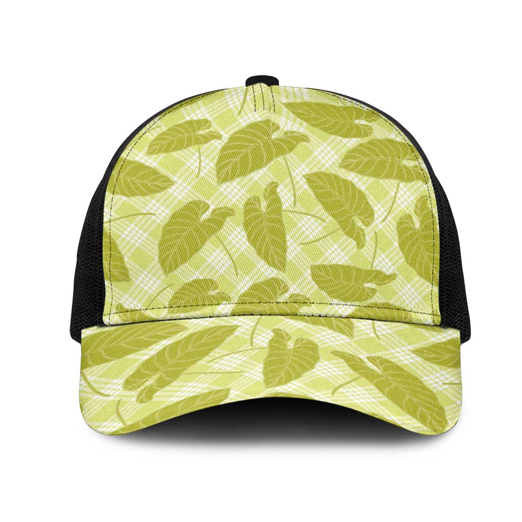 Lime Green Hawaii Kalo Palaka Motifs Mesh Trucker Cap Hawaiian Taro Leaves Elegant Vibes LT14 One Size Black Lime Green - Polynesian Pride