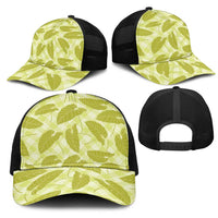 Lime Green Hawaii Kalo Palaka Motifs Mesh Trucker Cap Hawaiian Taro Leaves Elegant Vibes LT14 - Polynesian Pride
