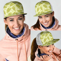 Lime Green Hawaii Kalo Palaka Motifs Mesh Trucker Cap Hawaiian Taro Leaves Elegant Vibes LT14 - Polynesian Pride