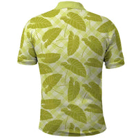 Lime Green Hawaii Kalo Palaka Motifs Polo Shirt Hawaiian Taro Leaves Elegant Vibes - Polynesian Pride