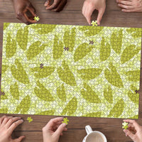 Lime Green Hawaii Kalo Palaka Motifs Puzzle Hawaiian Taro Leaves Elegant Vibes LT14 - Polynesian Pride