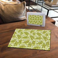 Lime Green Hawaii Kalo Palaka Motifs Puzzle Hawaiian Taro Leaves Elegant Vibes LT14 - Polynesian Pride