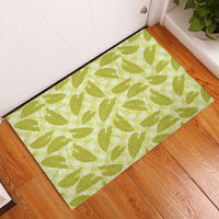 Lime Green Hawaii Kalo Palaka Motifs Rubber Doormat Hawaiian Taro Leaves Elegant Vibes LT14 - Polynesian Pride