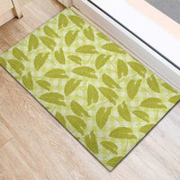 Lime Green Hawaii Kalo Palaka Motifs Rubber Doormat Hawaiian Taro Leaves Elegant Vibes LT14 - Polynesian Pride