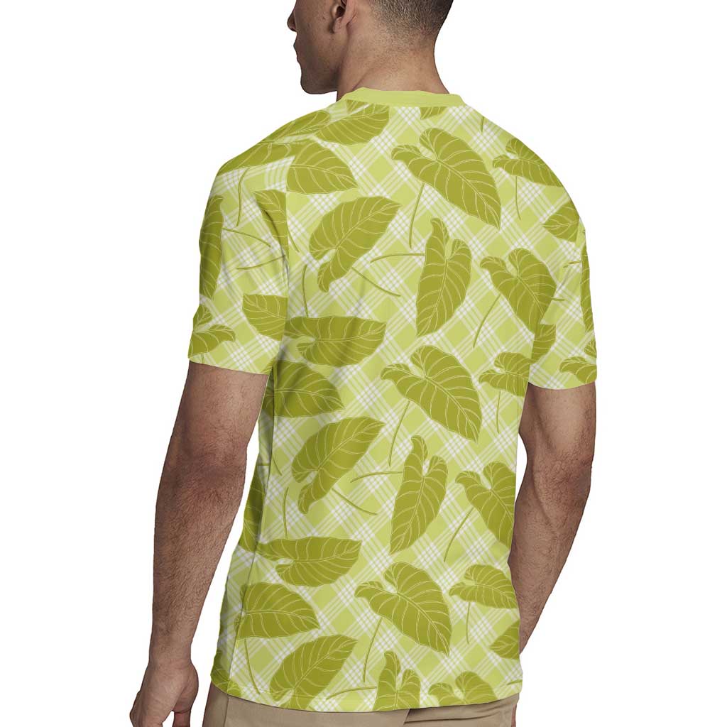 Lime Green Hawaii Kalo Palaka Motifs Rugby Jersey Hawaiian Taro Leaves Elegant Vibes - Polynesian Pride