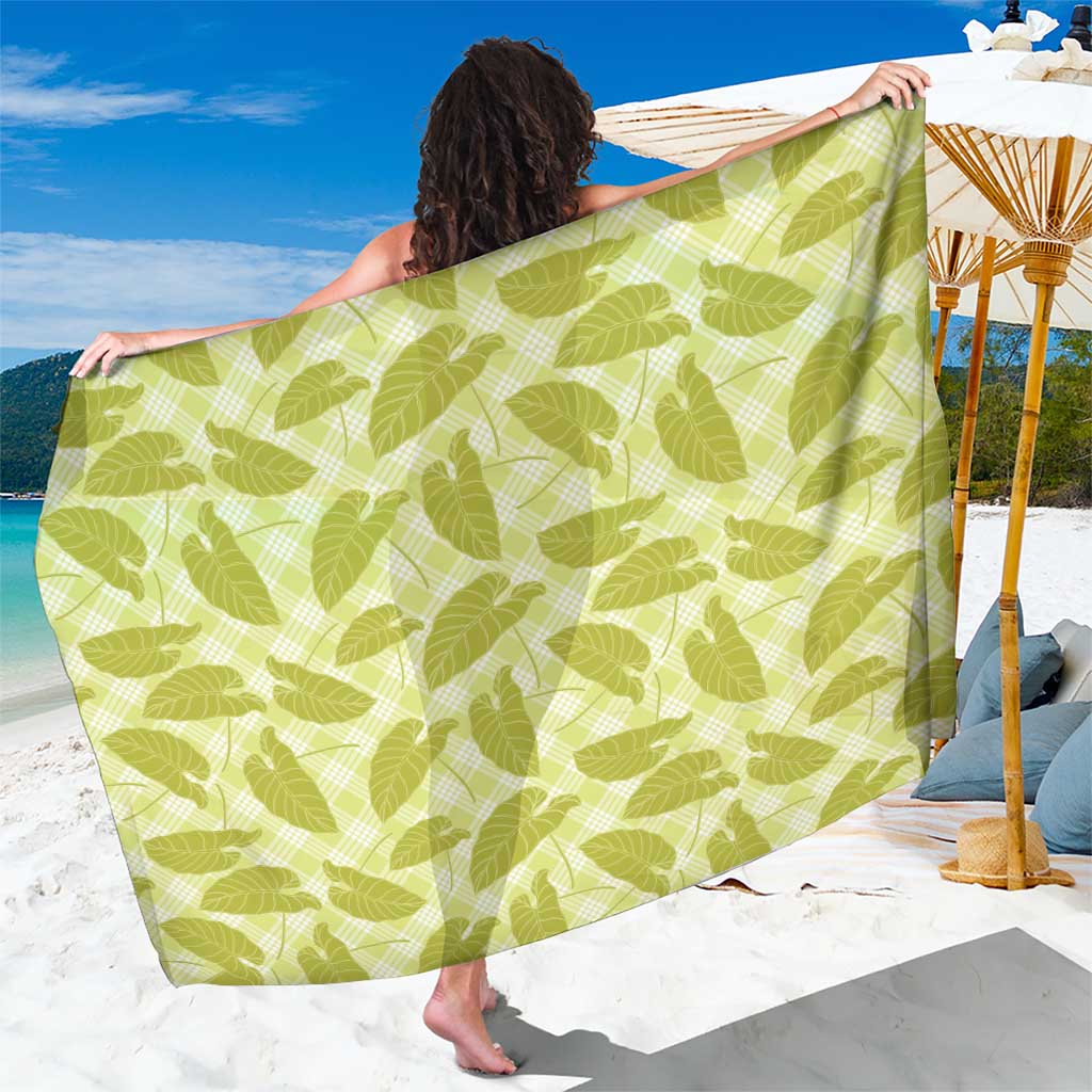 Lime Green Hawaii Kalo Palaka Motifs Sarong Hawaiian Taro Leaves Elegant Vibes - Polynesian Pride