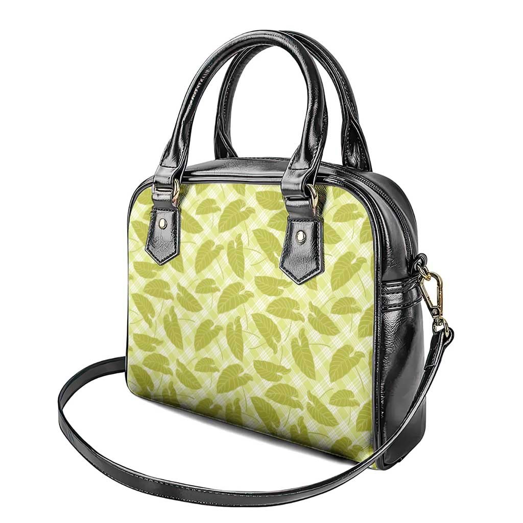 Lime Green Hawaii Kalo Palaka Motifs Shoulder Handbag Hawaiian Taro Leaves Elegant Vibes LT14 - Polynesian Pride