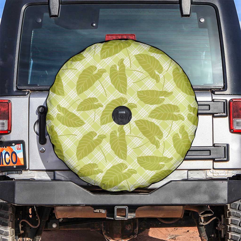 Lime Green Hawaii Kalo Palaka Motifs Spare Tire Cover Hawaiian Taro Leaves Elegant Vibes - Polynesian Pride