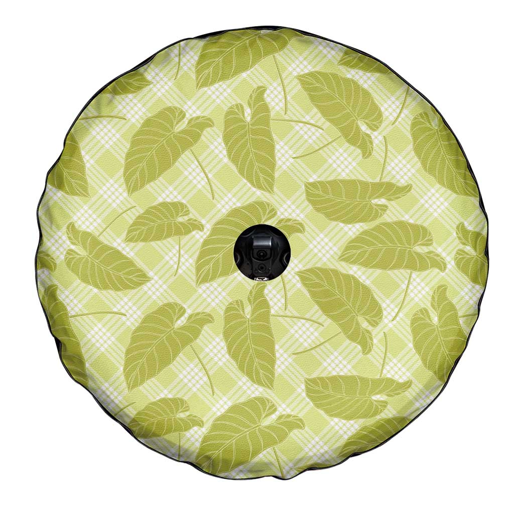 Lime Green Hawaii Kalo Palaka Motifs Spare Tire Cover Hawaiian Taro Leaves Elegant Vibes - Polynesian Pride