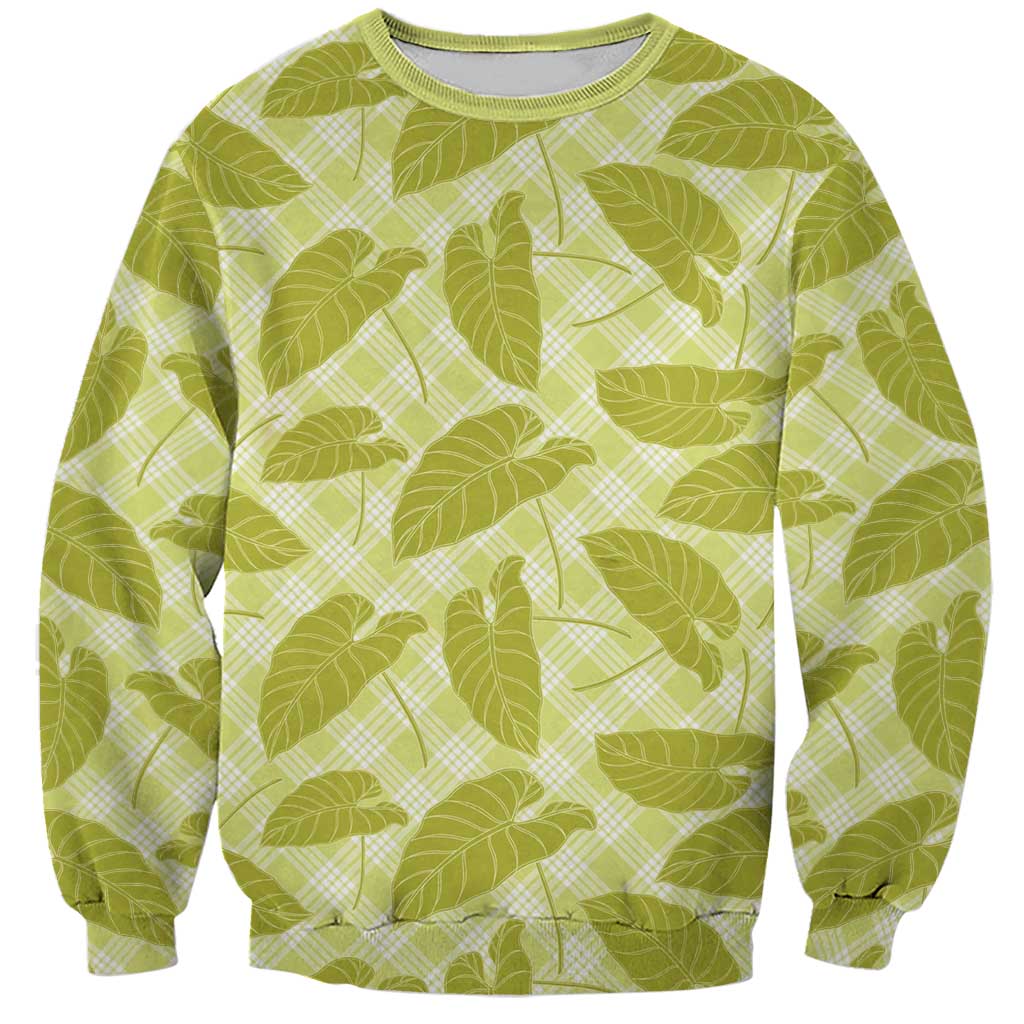 Lime Green Hawaii Kalo Palaka Motifs Sweatshirt Hawaiian Taro Leaves Elegant Vibes LT14 Unisex Lime Green - Polynesian Pride