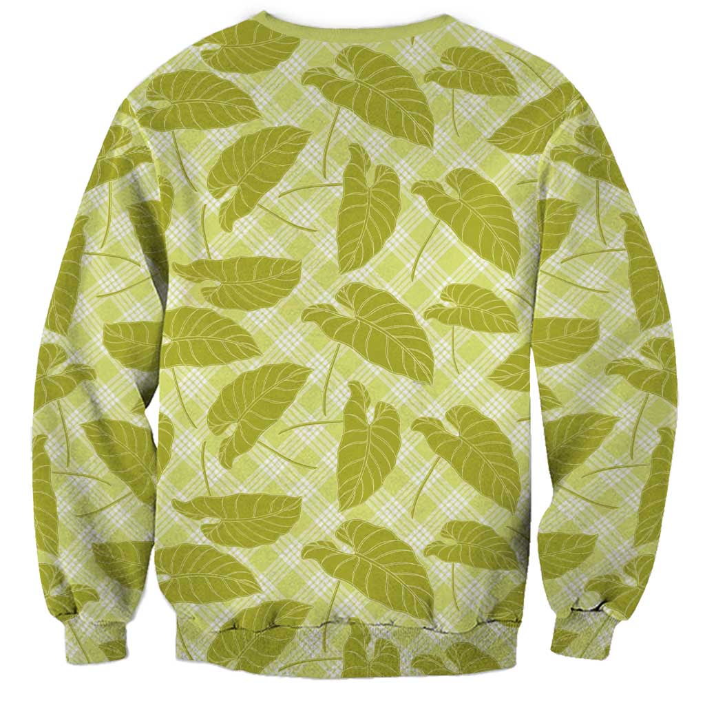 Lime Green Hawaii Kalo Palaka Motifs Sweatshirt Hawaiian Taro Leaves Elegant Vibes LT14 - Polynesian Pride