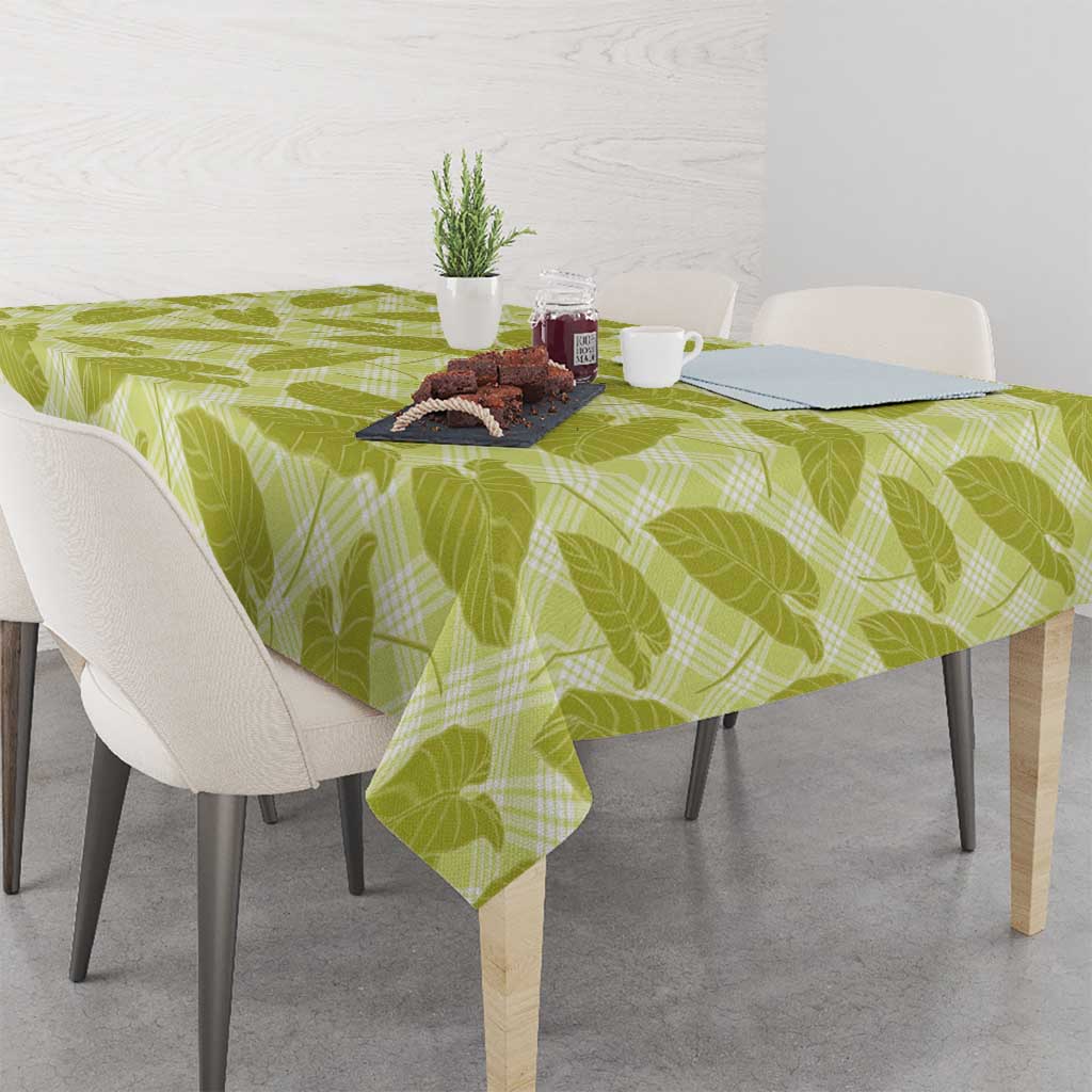 Lime Green Hawaii Kalo Palaka Motifs Tablecloth Hawaiian Taro Leaves Elegant Vibes LT14 - Polynesian Pride