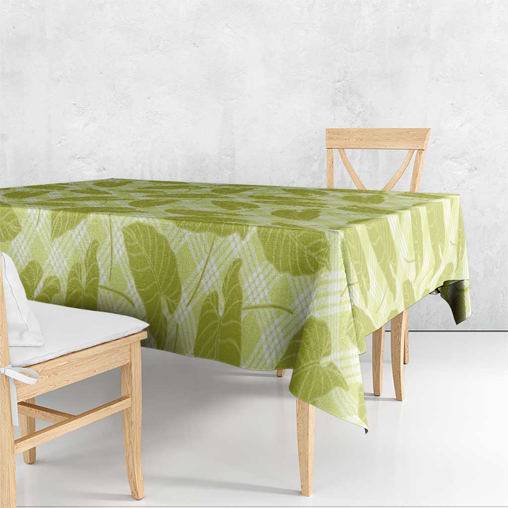 Lime Green Hawaii Kalo Palaka Motifs Tablecloth Hawaiian Taro Leaves Elegant Vibes LT14 - Polynesian Pride