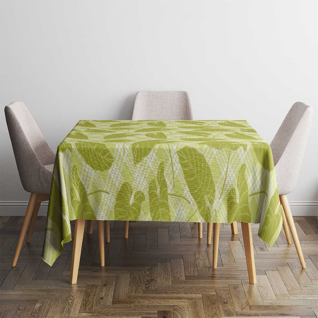Lime Green Hawaii Kalo Palaka Motifs Tablecloth Hawaiian Taro Leaves Elegant Vibes LT14 - Polynesian Pride