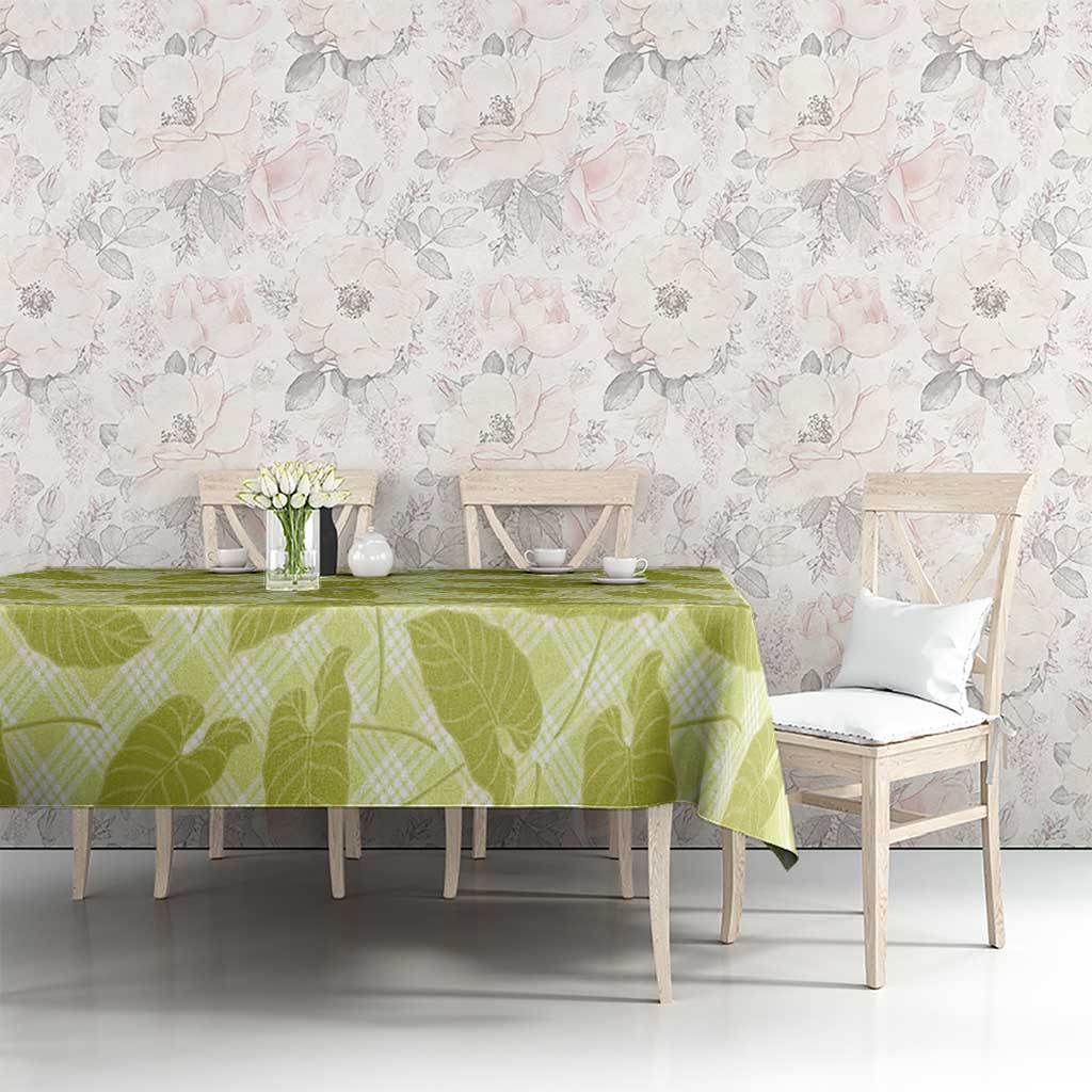 Lime Green Hawaii Kalo Palaka Motifs Tablecloth Hawaiian Taro Leaves Elegant Vibes LT14 - Polynesian Pride