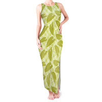 Lime Green Hawaii Kalo Palaka Motifs Tank Maxi Dress Hawaiian Taro Leaves Elegant Vibes - Polynesian Pride