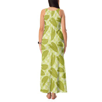 Lime Green Hawaii Kalo Palaka Motifs Tank Maxi Dress Hawaiian Taro Leaves Elegant Vibes - Polynesian Pride