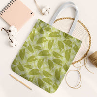 Lime Green Hawaii Kalo Palaka Motifs Tote Bag Hawaiian Taro Leaves Elegant Vibes - Polynesian Pride