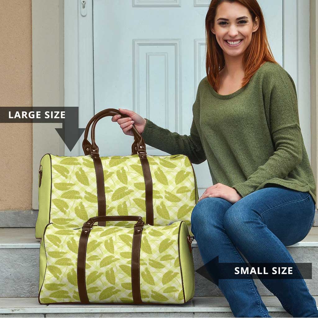 Lime Green Hawaii Kalo Palaka Motifs Travel Bag Hawaiian Taro Leaves Elegant Vibes - Polynesian Pride