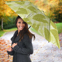 Lime Green Hawaii Kalo Palaka Motifs Umbrella Hawaiian Taro Leaves Elegant Vibes - Polynesian Pride