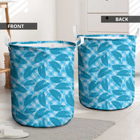 Blue Hawaii Kalo Palaka Motifs Laundry Basket Hawaiian Taro Leaves Elegant Vibes LT14 - Polynesian Pride