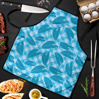 Blue Hawaii Kalo Palaka Motifs Apron Hawaiian Taro Leaves Elegant Vibes - Polynesian Pride
