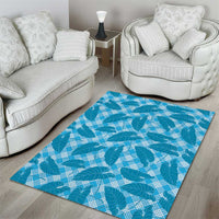 Blue Hawaii Kalo Palaka Motifs Area Rug Hawaiian Taro Leaves Elegant Vibes - Polynesian Pride