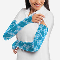 Blue Hawaii Kalo Palaka Motifs Arm Sleeves Hawaiian Taro Leaves Elegant Vibes LT14 - Polynesian Pride