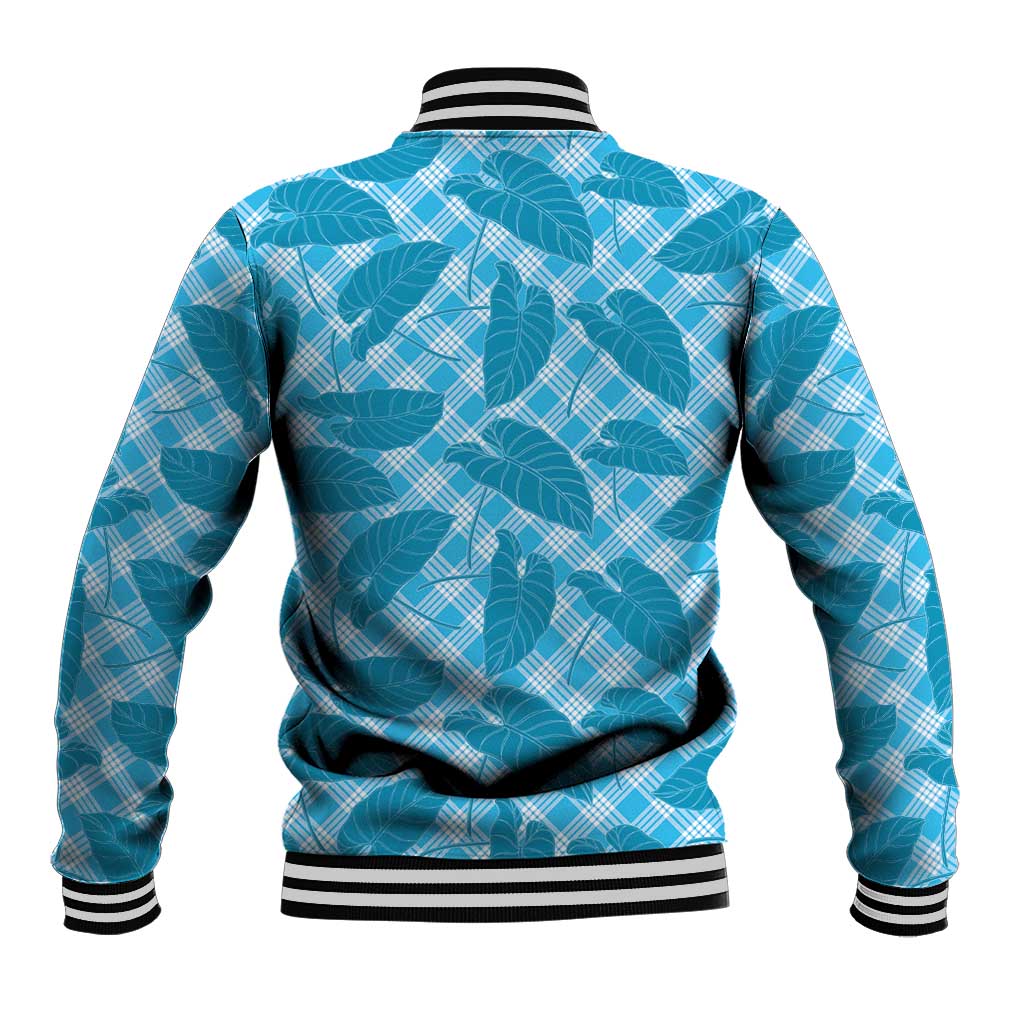 Blue Hawaii Kalo Palaka Motifs Baseball Jacket Hawaiian Taro Leaves Elegant Vibes LT14 - Polynesian Pride