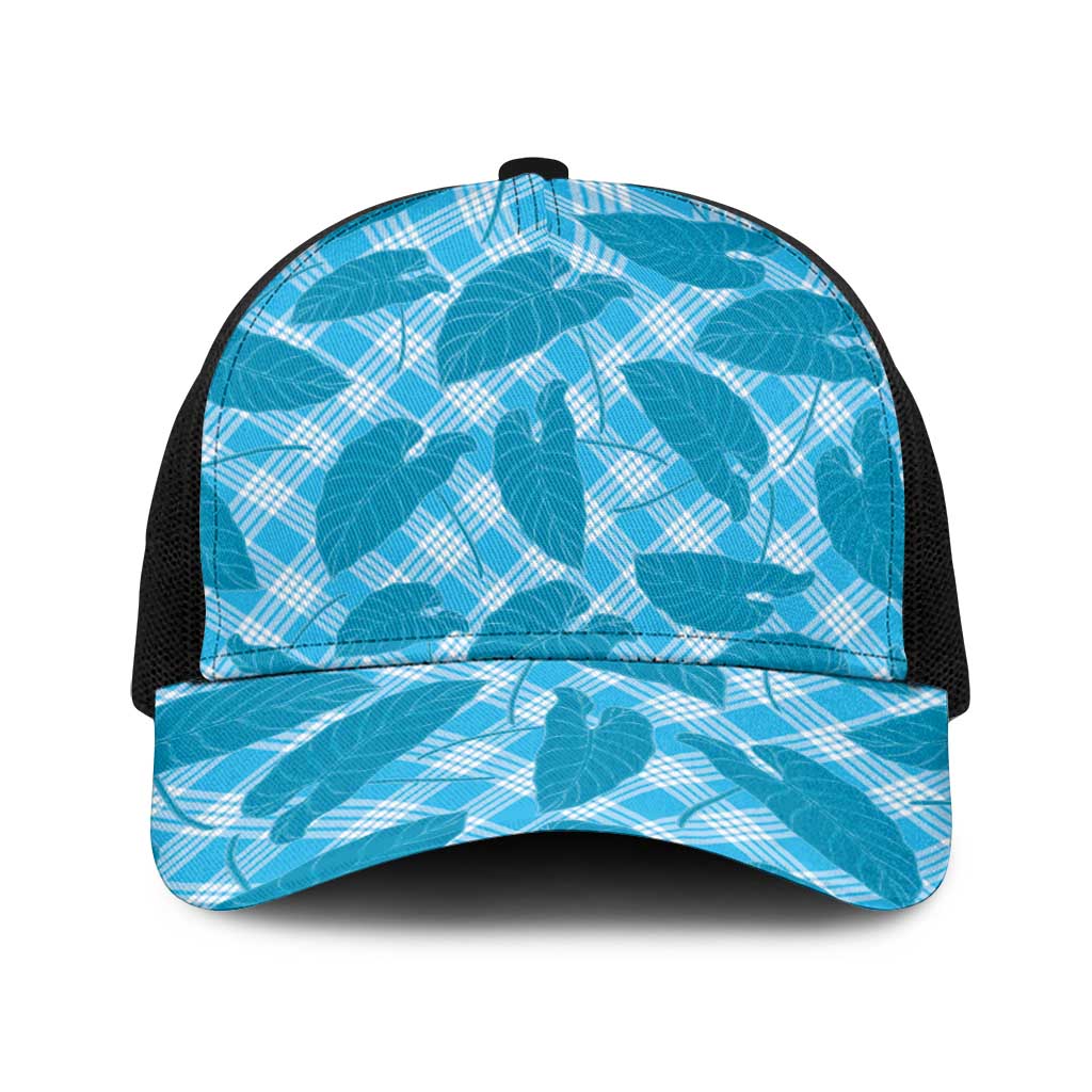 Blue Hawaii Kalo Palaka Motifs Baseball Net Cap Hawaiian Taro Leaves Elegant Vibes LT14 One Size Black Blue - Polynesian Pride