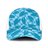 Blue Hawaii Kalo Palaka Motifs Baseball Net Cap Hawaiian Taro Leaves Elegant Vibes LT14 One Size White Blue - Polynesian Pride