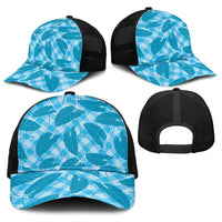 Blue Hawaii Kalo Palaka Motifs Baseball Net Cap Hawaiian Taro Leaves Elegant Vibes LT14 - Polynesian Pride