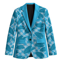Blue Hawaii Kalo Palaka Motifs Blazer Hawaiian Taro Leaves Elegant Vibes - Polynesian Pride