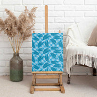 Blue Hawaii Kalo Palaka Motifs Canvas Wall Art Hawaiian Taro Leaves Elegant Vibes - Polynesian Pride