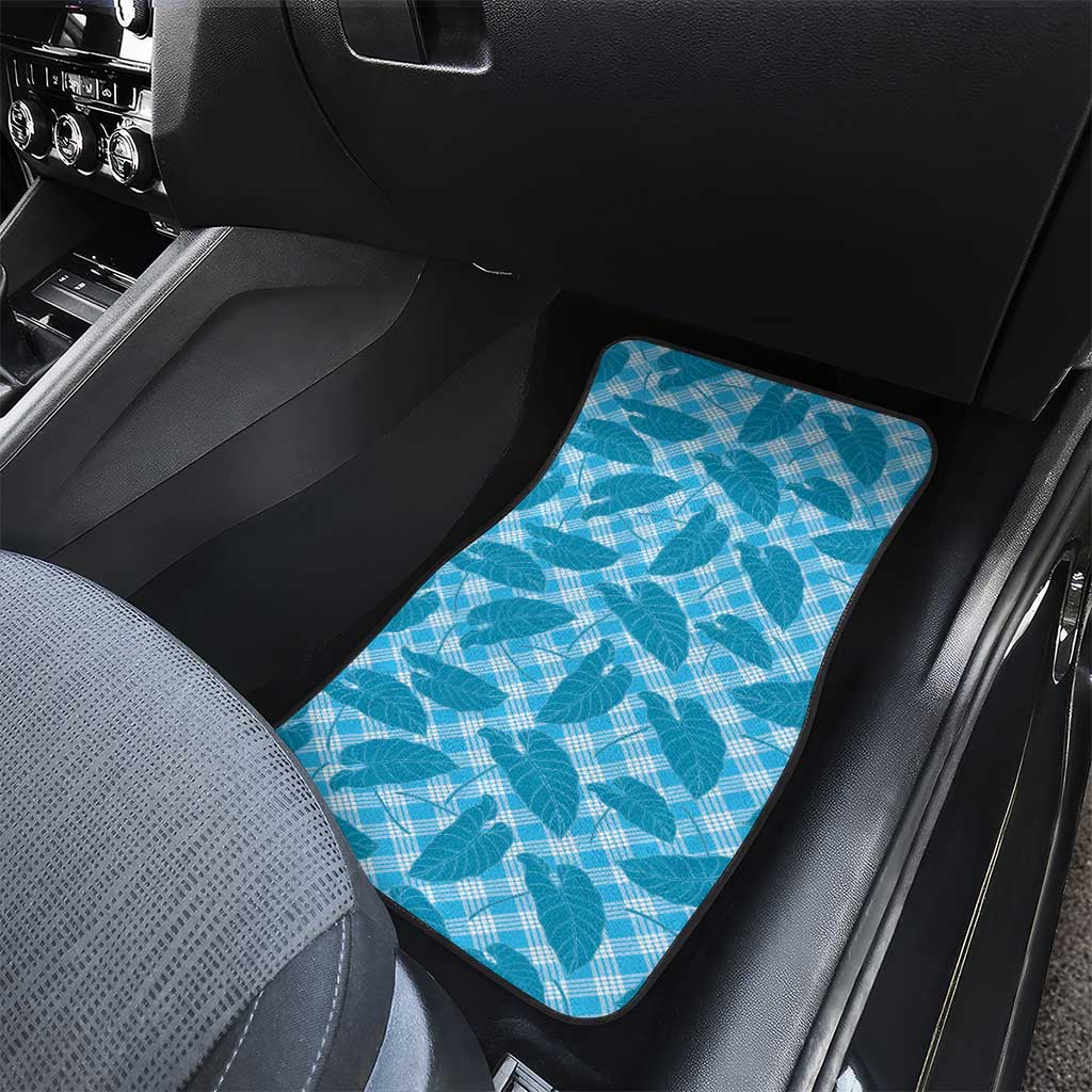 Blue Hawaii Kalo Palaka Motifs Car Mats Hawaiian Taro Leaves Elegant Vibes - Polynesian Pride